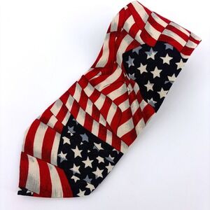 Vintage American Flag Neck Tie Stars & Stripes Patriotic USA Novelty Necktie
